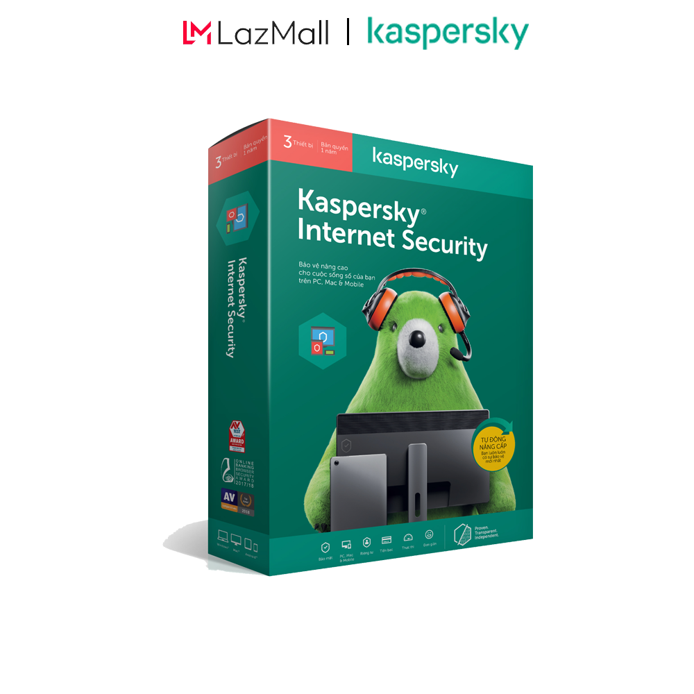 BOX Phần mềm diệt virus Kaspersky Internet Security 3 Thiết bị/Năm (BOX) - Hàng chính hàng