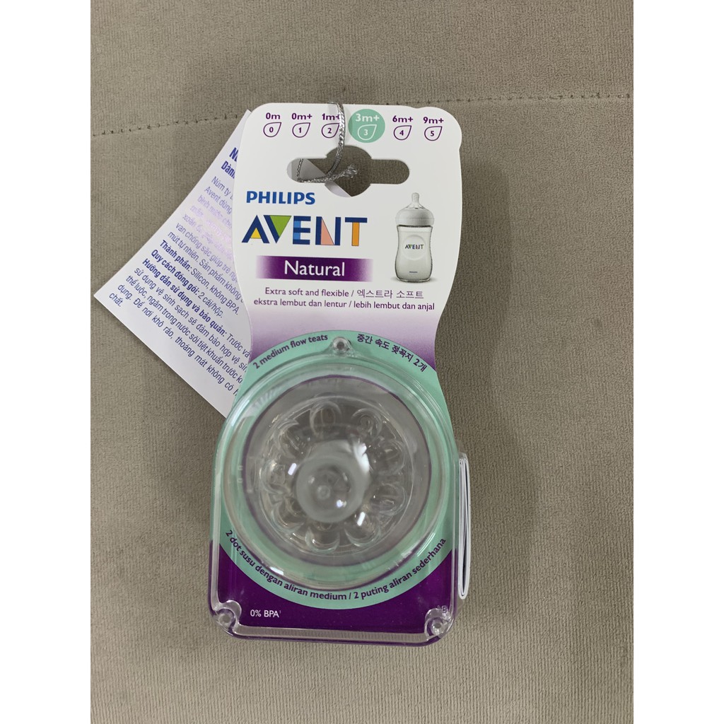 [Chính Hãng] Núm ti thay thế bình Natural Avent đủ size