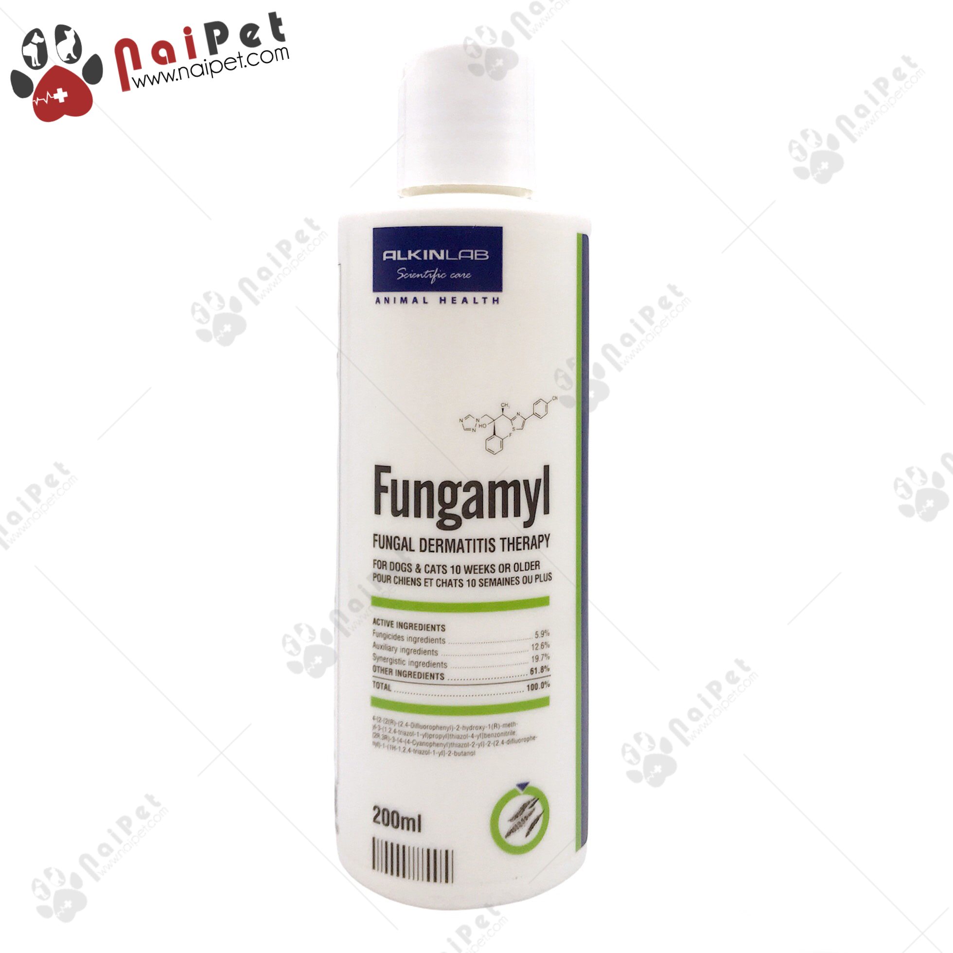 Dầu tắm nấm viêm da cho chó mèo fungamyl alkin 200ml
