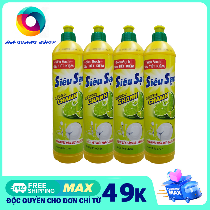 Bộ 4 chai nước rửa chén Lix CHANH 400g