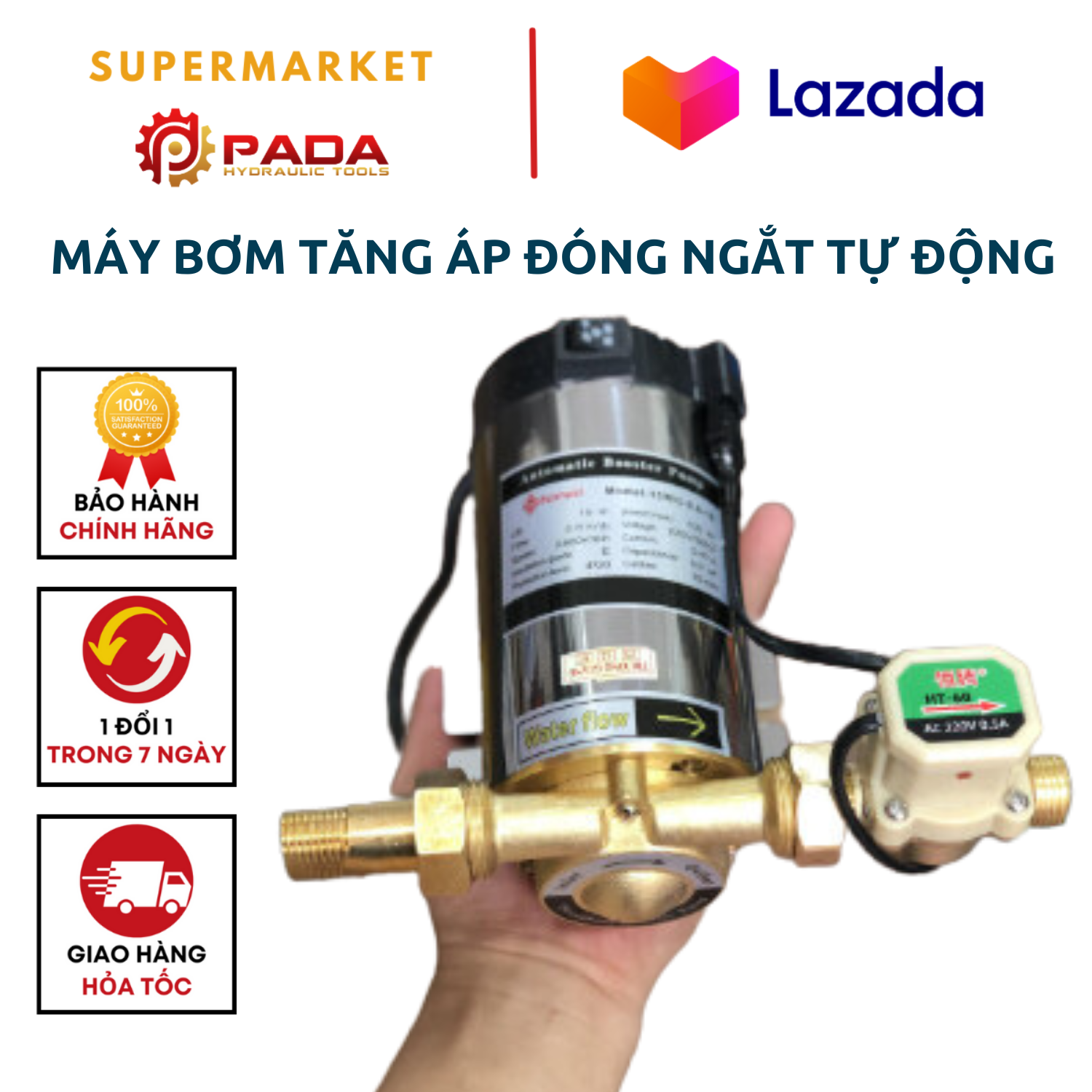 Máy Bơm Tăng Áp Đóng Ngắt Tự Động Khi Sử Dụng, Tăng Áp Cho Máy Giặt, Sen Vòi, Bình Nóng ạnh...