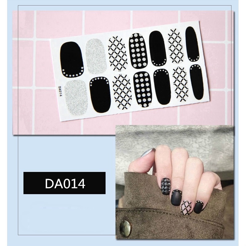 Set 14 Nhãn Dán Móng, Sticker Dán Móng tông nâu đen 💖💖💖