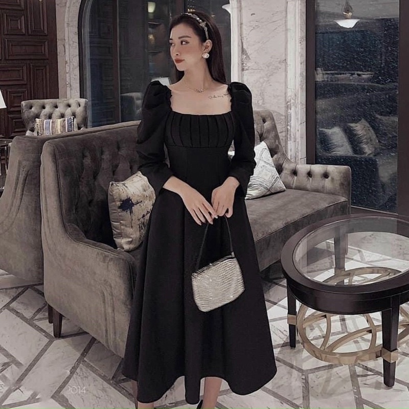 Đầm xếp li ngực tay lỡ 2 màu