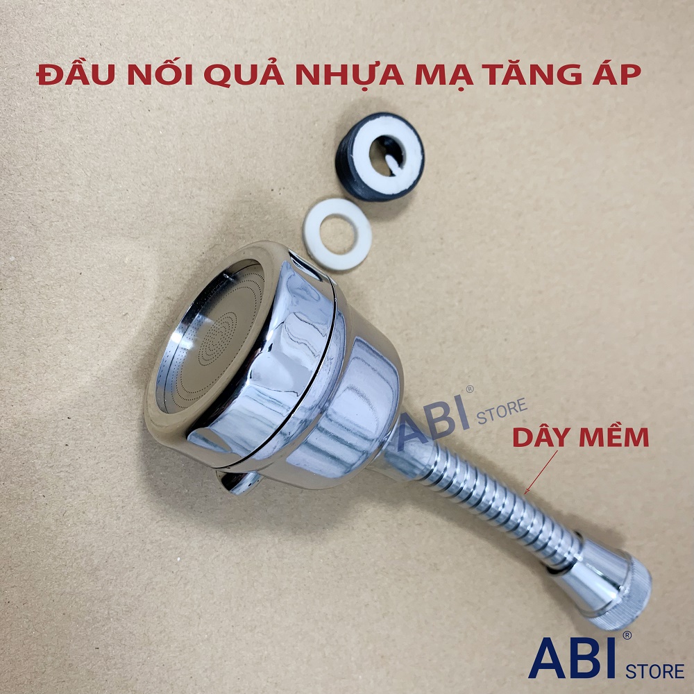 Đầu nối vòi rửa bát tăng áp xoay 360 độ thế hệ mới 3 chế độ hàng đẹp, Đầu nối dài vòi nước chậu rửa chén ren trong ren ngoài