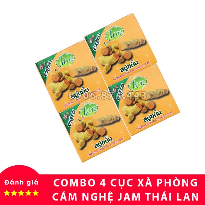 【MẪU MỚI】 Combo 4 Cục Xà Phòng (Xà Bông) Trắng Da Cám Nghệ Jam Extra Thái Lan