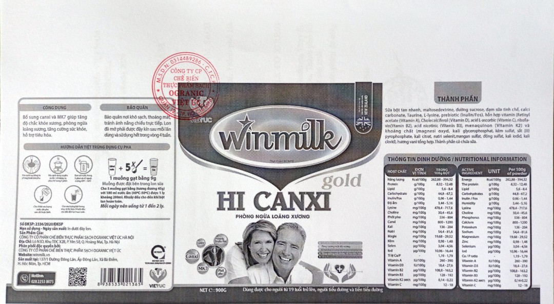 Sữa Winmilk hi-canxi 900g date 2026