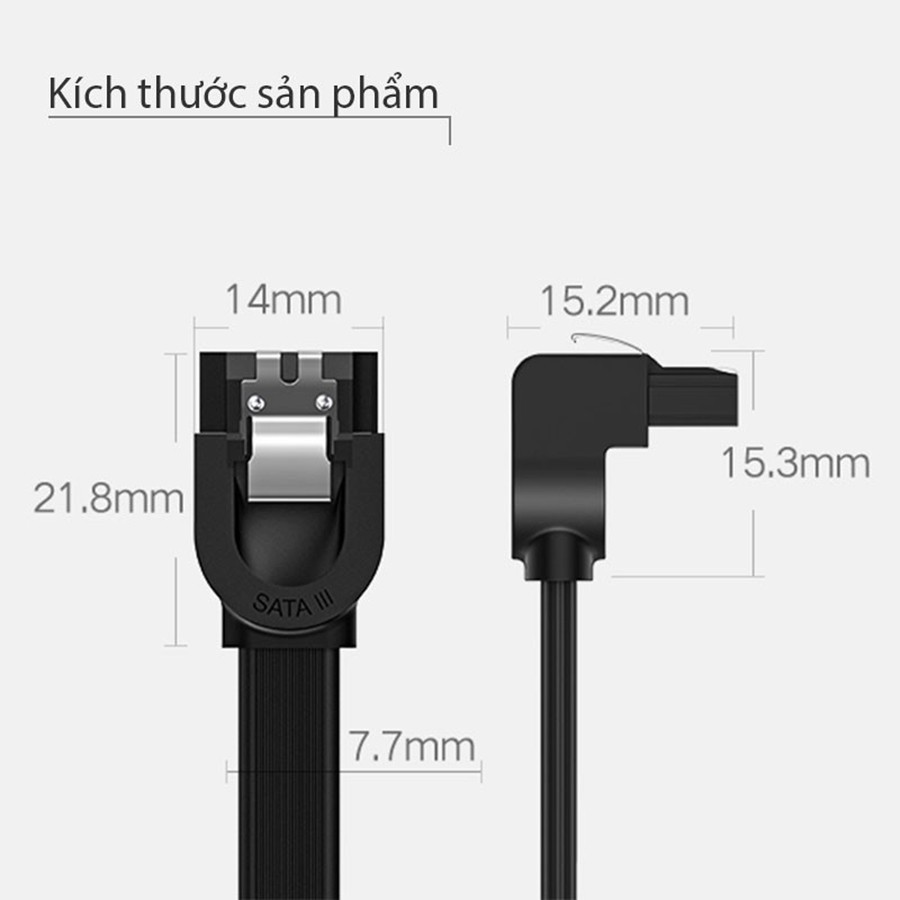 Cáp SATA 3.0 Ugreen 30797 dài 50cm đầu bẻ góc 90 độ cao cấp - HapuStore