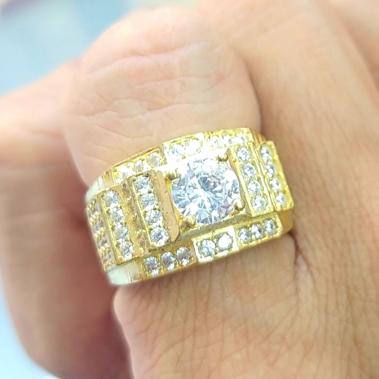 (Có ký hiệu- không phai màu) Nhẫn Nam Full Đá Trắng Vonfram -Dùng thoải mái không phai màu Bảo Hành 5 Năm