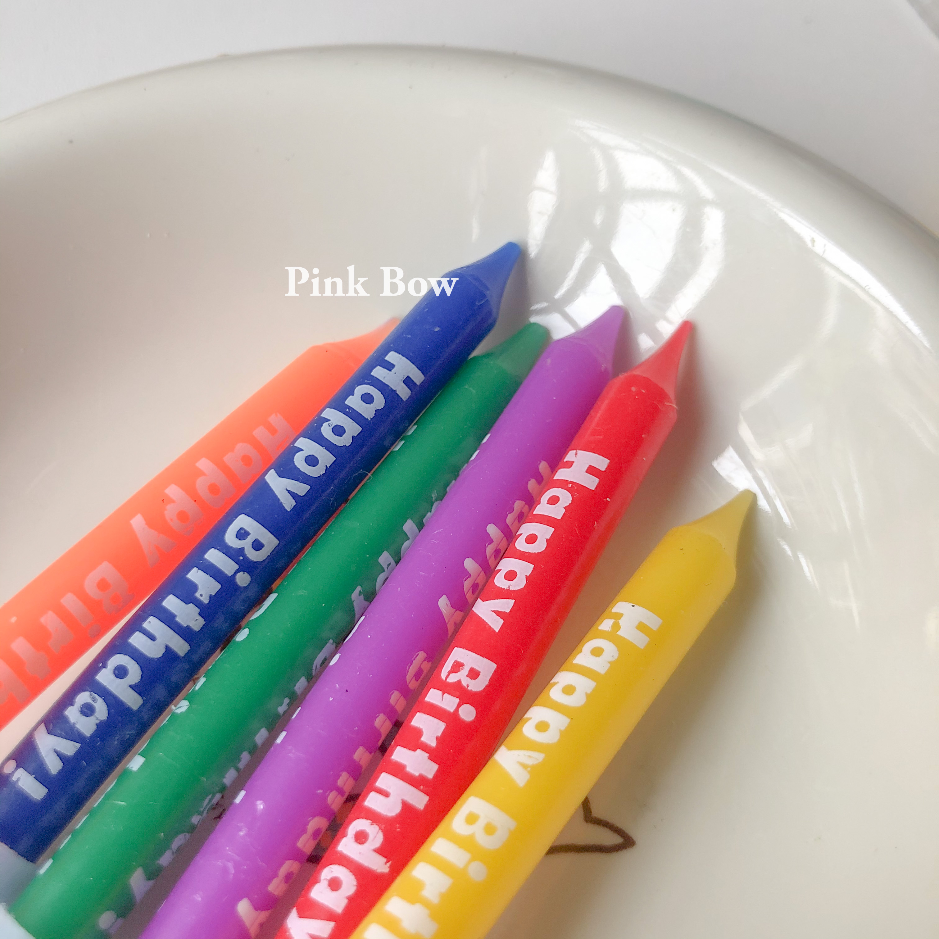 Nến sinh nhật màu PASTEL/ĐẬM in chữ HPBD set 6c