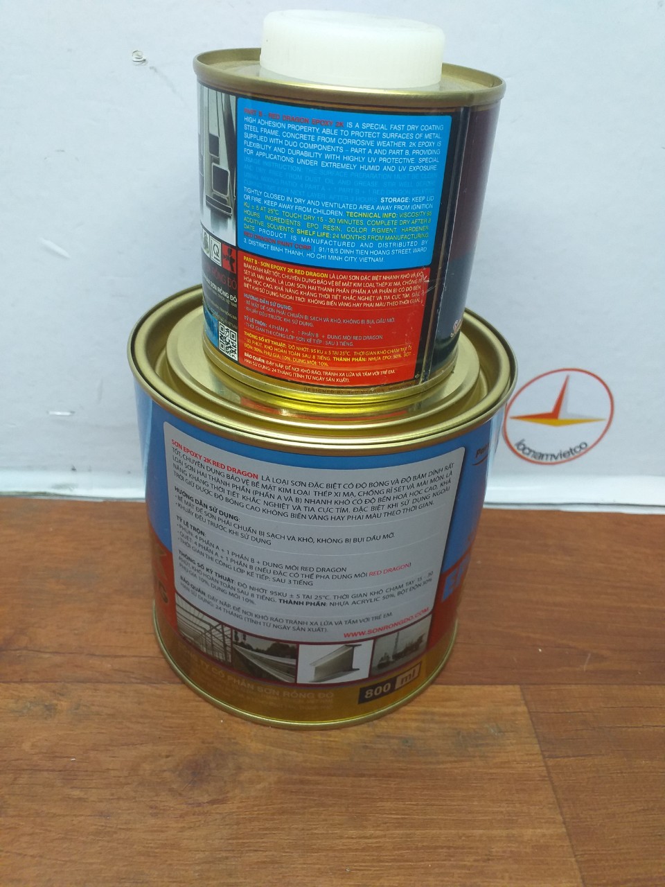 Sơn epoxy màu nhũ vàng 24K Rồng Đỏ 1L