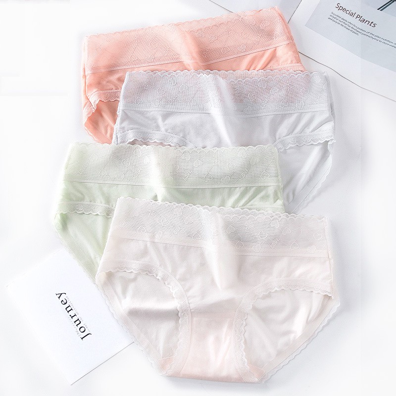 Quần lót nữ, quần chip cotton lụa mềm mại phối ren cao cấp