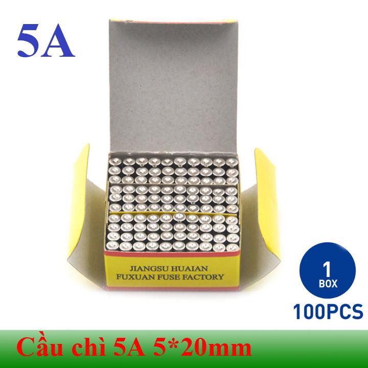 [Hộp 100 chiếc] Cầu chì ống thủy tinh 5A cỡ 5*20mm
