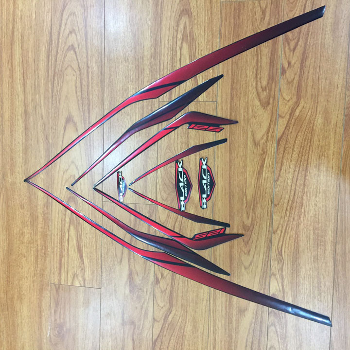 Tem dán xe Airblade 125 đời 2015 - 2016 Việt Nam , 3 lớp Màu Đỏ đen,  Phụ tùng xe máy giá rẻ