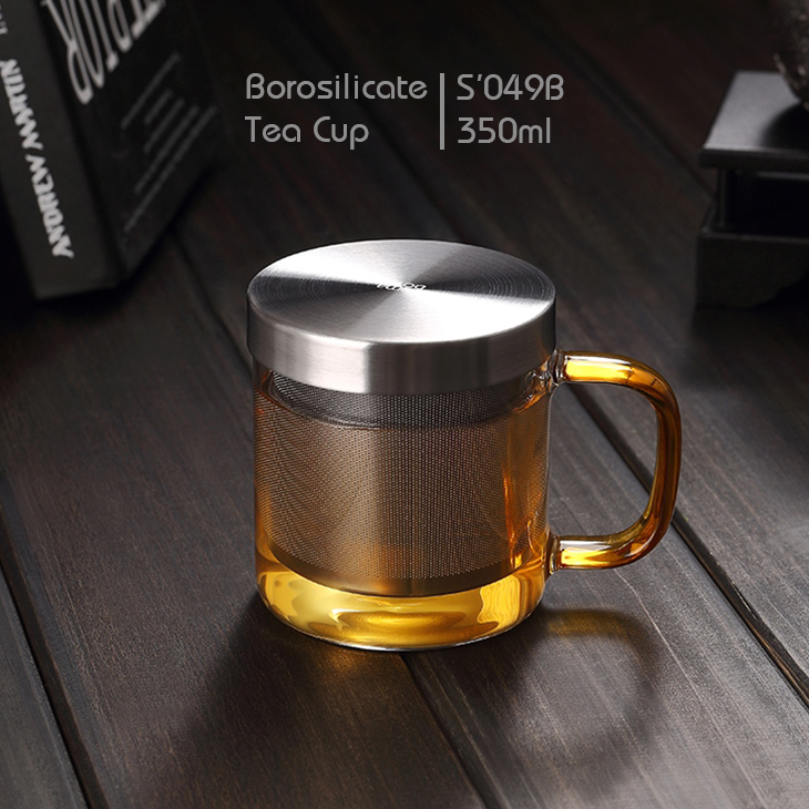 Glass tea cup with stainless filter Samadoyo S049B  - 350ml/ 500ml