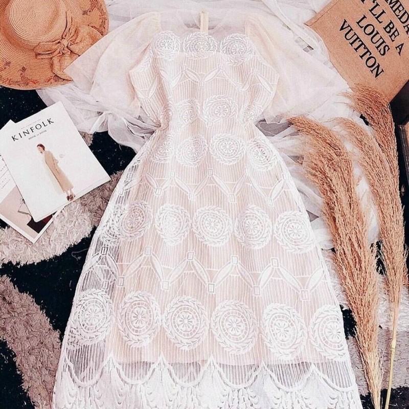 Đầm Dự Tiệc Ren Cao Cấp Tay Lưới