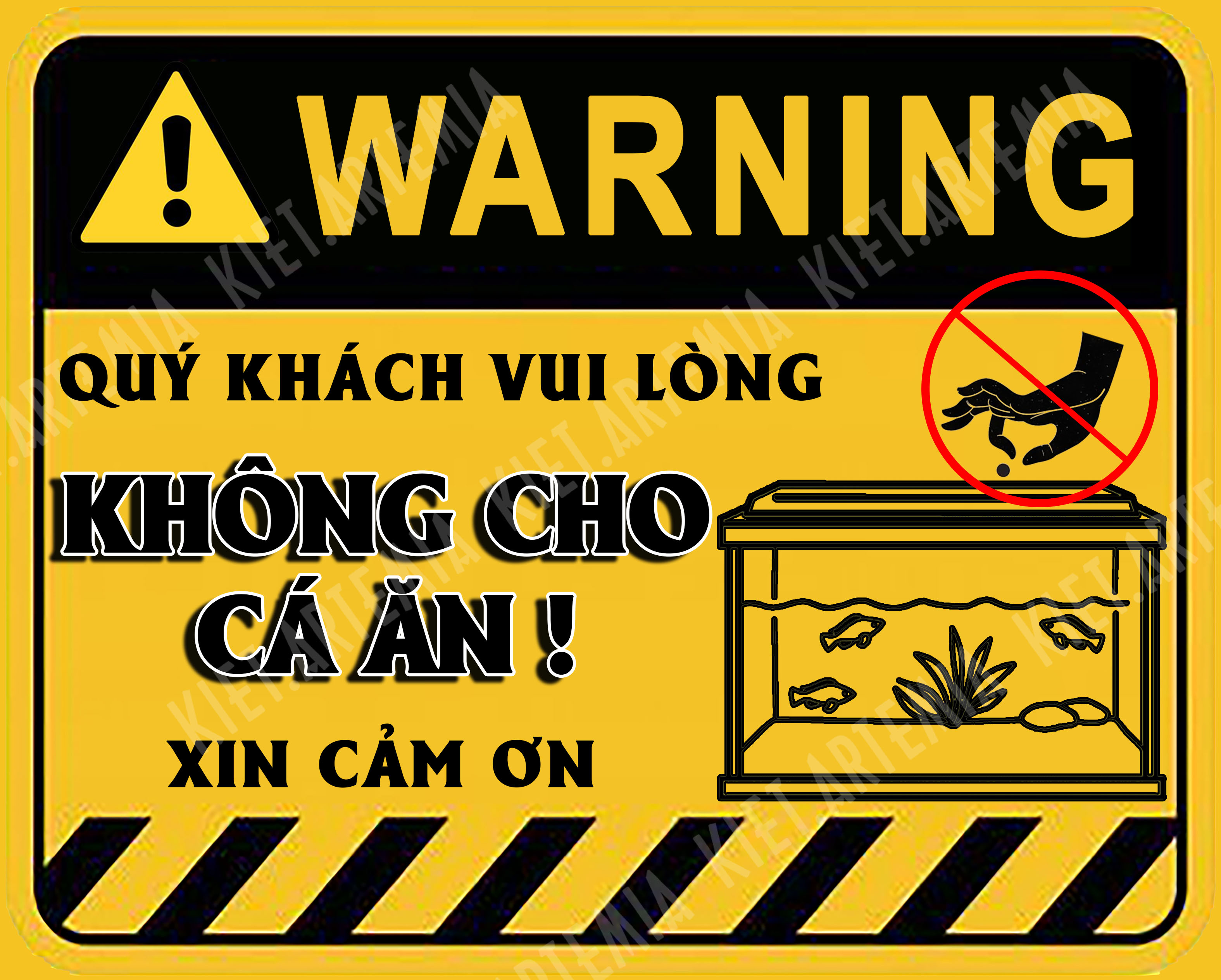 Decal cảnh báo dán hồ cá vui nhộn, trang trí bể cá