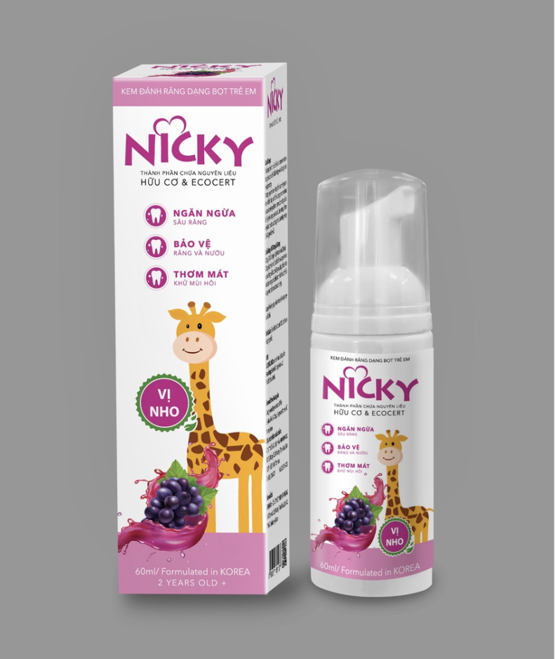 Kem Đánh Răng Dạng Bọt Siêu Mịn Trẻ Em Nicky (CHÍNH HÃNG) 60ml