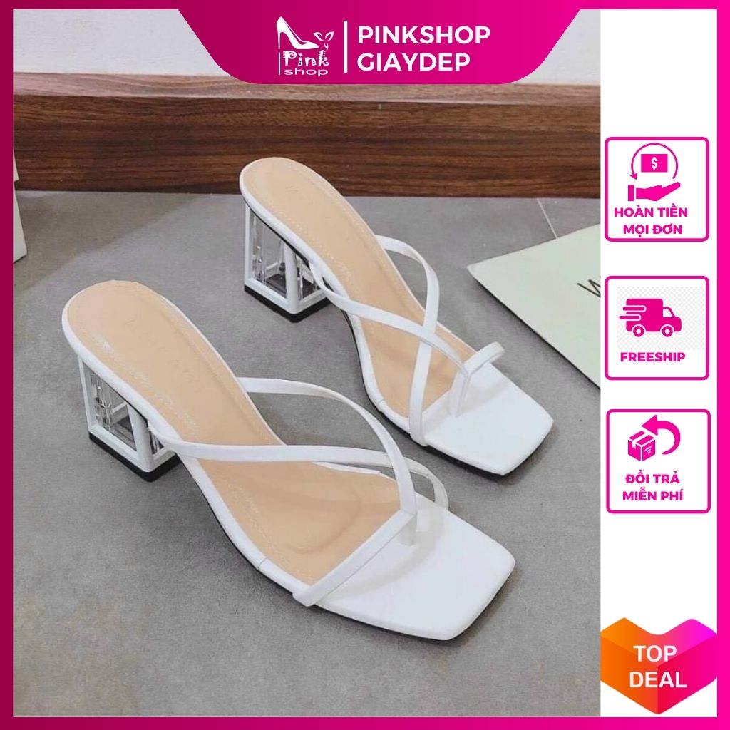 HOÀN TIỀN 15% - Dép cao gót nữ 7p PinkShopGiayDep gót vuông kiểu dáng đẹp độc đáo thời trang sang chảnh mẫu mới 2023 G7KV