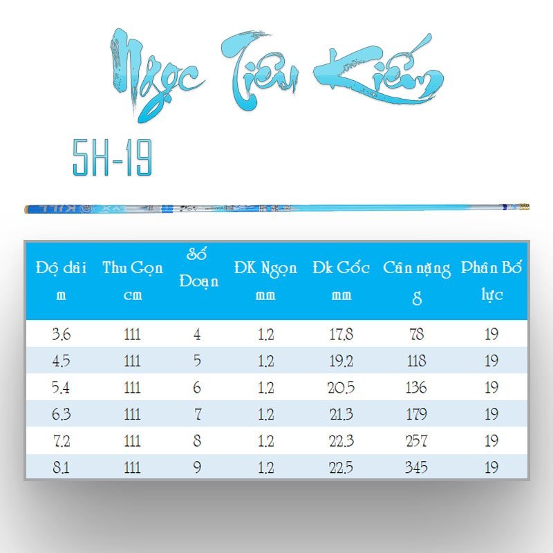 Cần câu Ngọc Tiêu Kiếm 5H (HÀNG CHÍNH HÃNG )