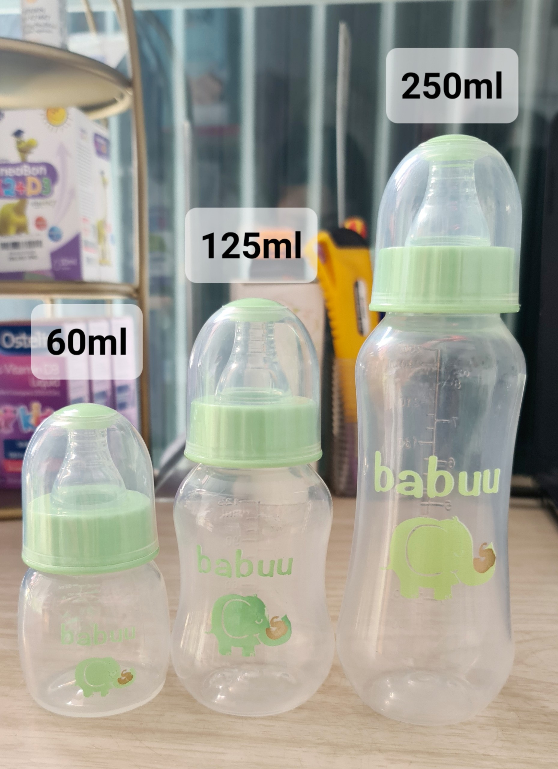 Bình sữa Babuu dòng cổ hẹp 60ml, 125ml, 250ml