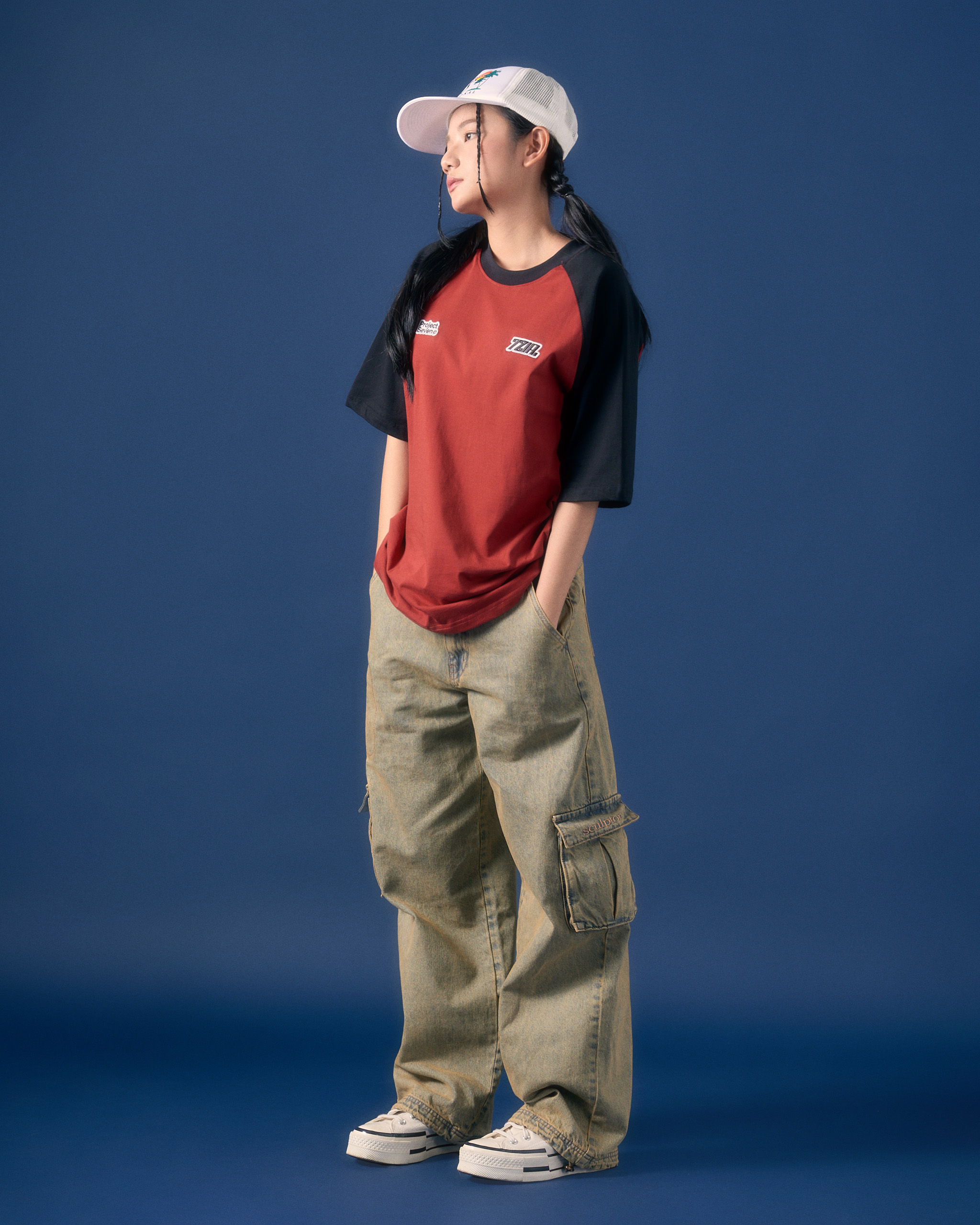 Áo thun 7ZIA form rộng tay raglan / ProjectSeven - 2 màu