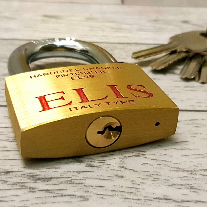 Ổ Khóa Đồng Thau ELIS 5cm Logo đỏ ( made in Italy )