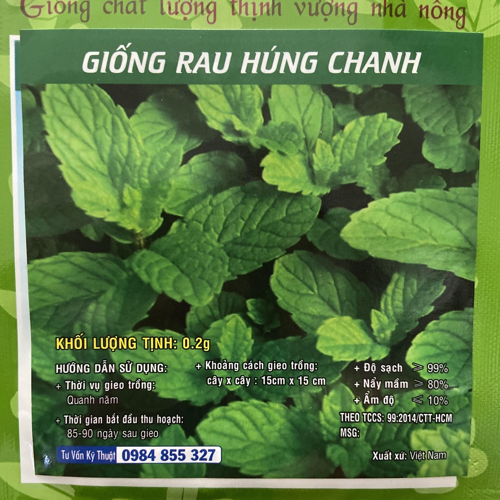[gói 0.2gr] Hạt Giống Húng Chanh