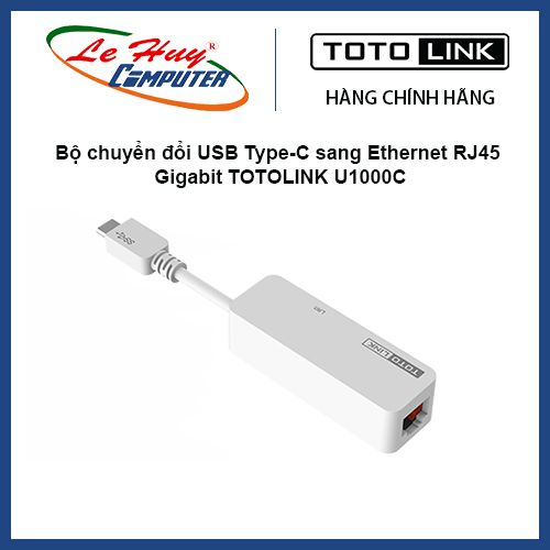Bộ chuyển đổi usb type-c sang ethernet rj45 gigabit totolink u1000c