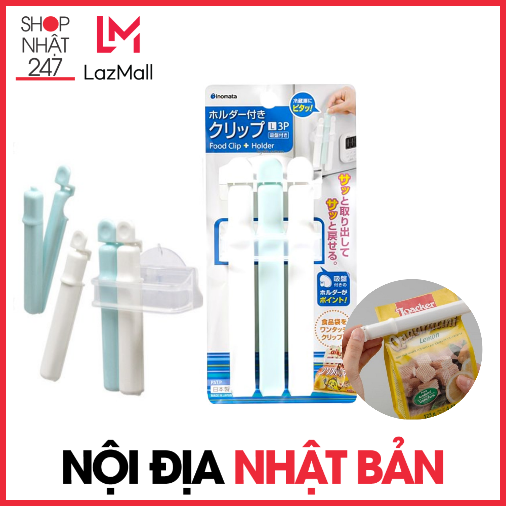 Set 3 kẹp miệng túi cỡ L nội địa Nhật Bản