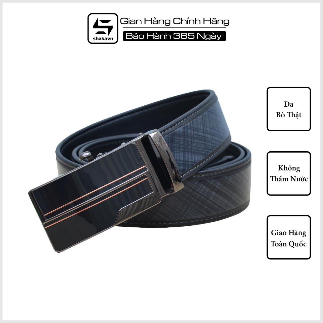 Thắt Lưng Da Bò Shakavn SK511 (đen vân)