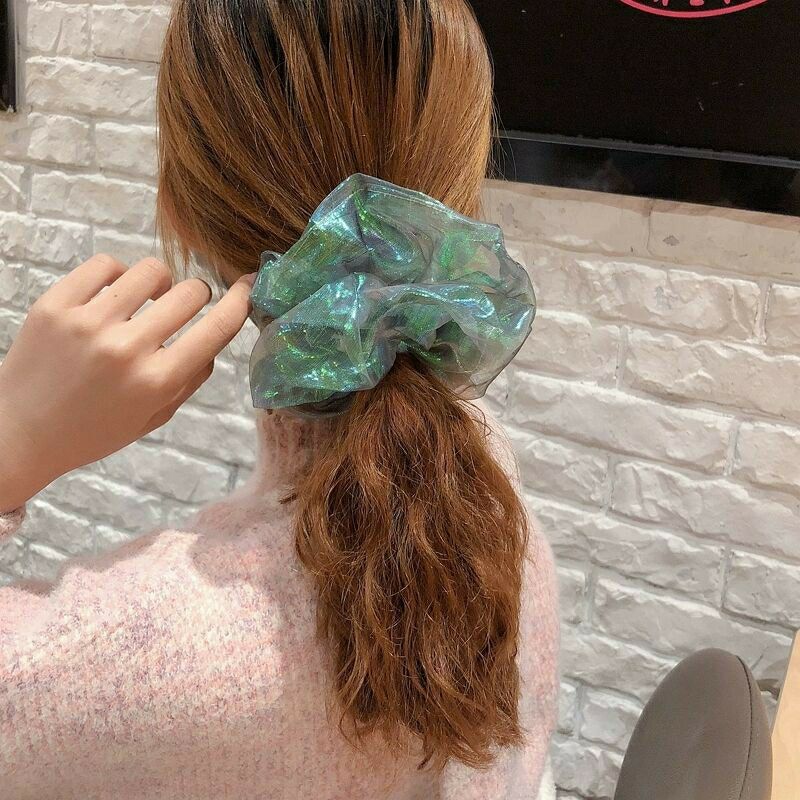 [HCM]Dây buộc tóc vải scunchies voan kính