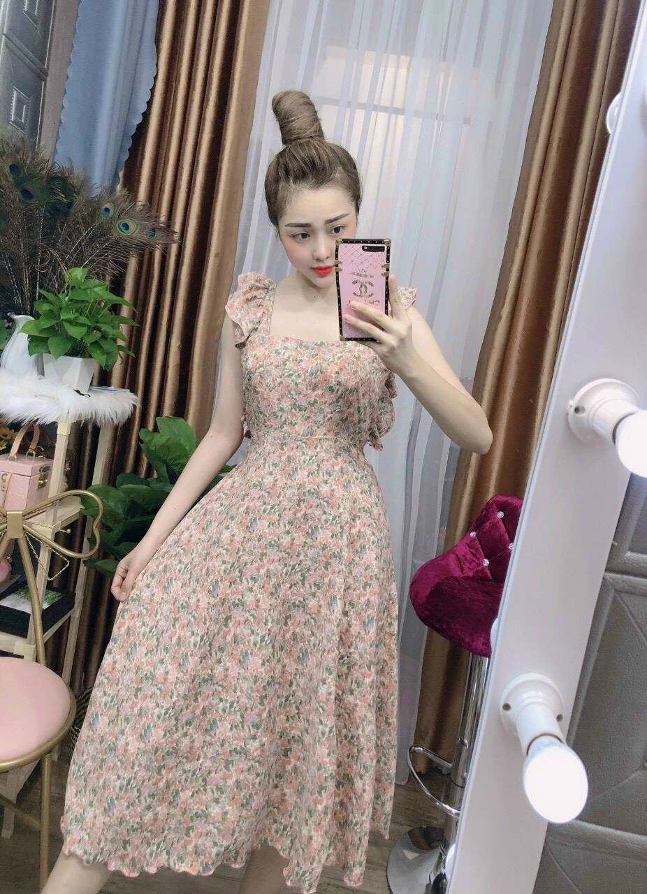 [HCM][HÀNG MỚI] ĐẦM TRỄ VAI XÒE VINTAGE TIỂU THƯ CỔ CHỮ U HOA NHÍ LP