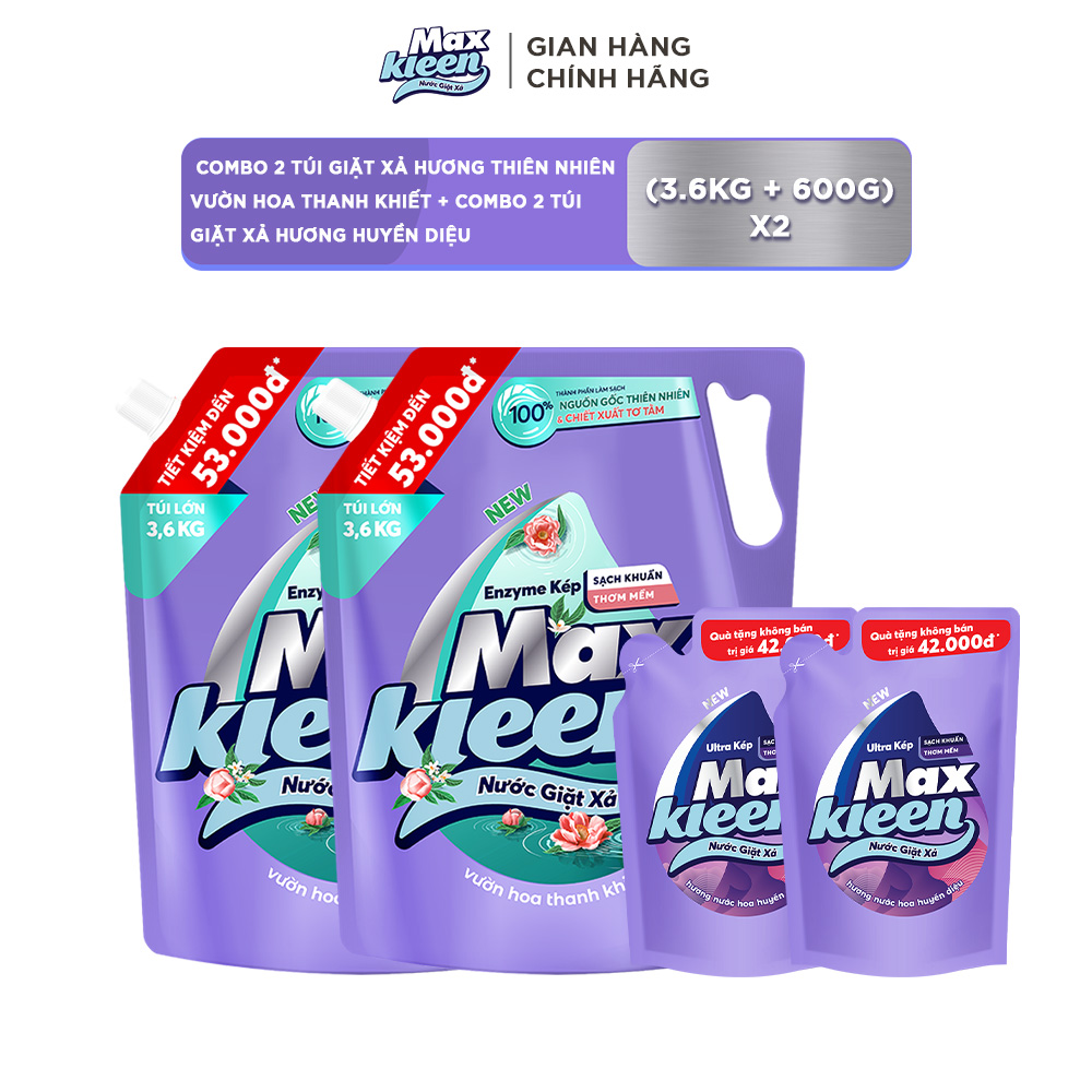 Combo 2 túi nước giặt Huyền Diệu/ Hoa Nắng/ Vườn Sớm Mai / Thiên Nhiên 3.6kg/3.8kg