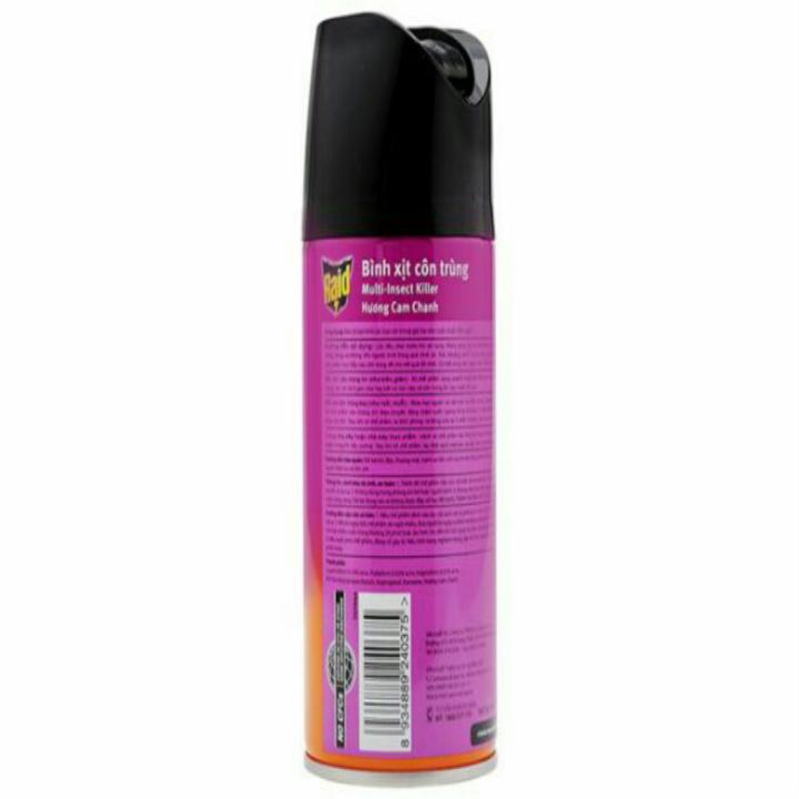 BÌNH XỊT CÔN TRÙNG HƯƠNG CAM CHANH RAID 300ML