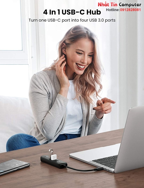 Hub chuyển đổi USB Type-C ra 4 cổng USB 3.0 Ugreen 10916 cao cấp