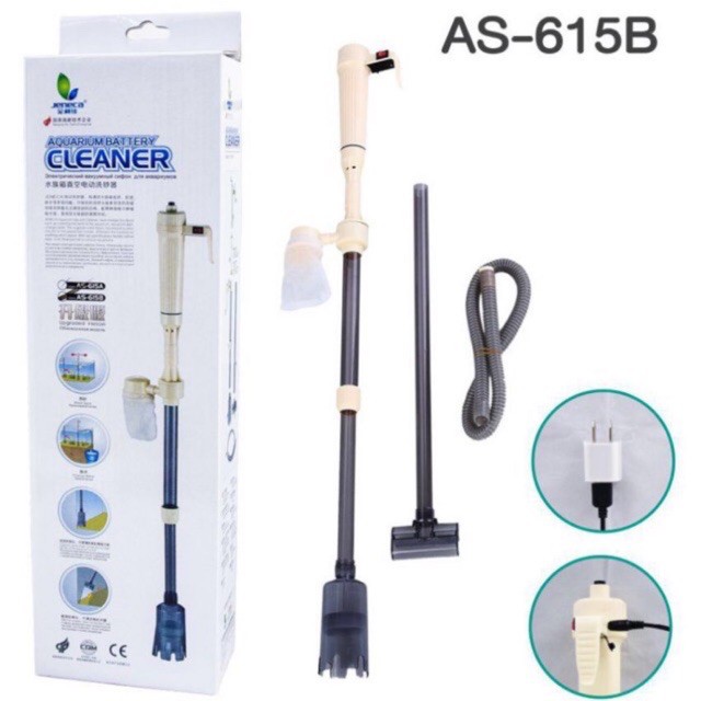 Máy hút đáy, vệ sinh hồ cá jeneca as-615b chạy pin và điện