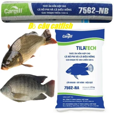 Thức Ăn cá cargill 7562(1kg) 28% đạm cho cá ăn hoặc dùng câu cá-rô phi-chép-điêu hồng(1kg)-cám cá 7562-cám cá chép