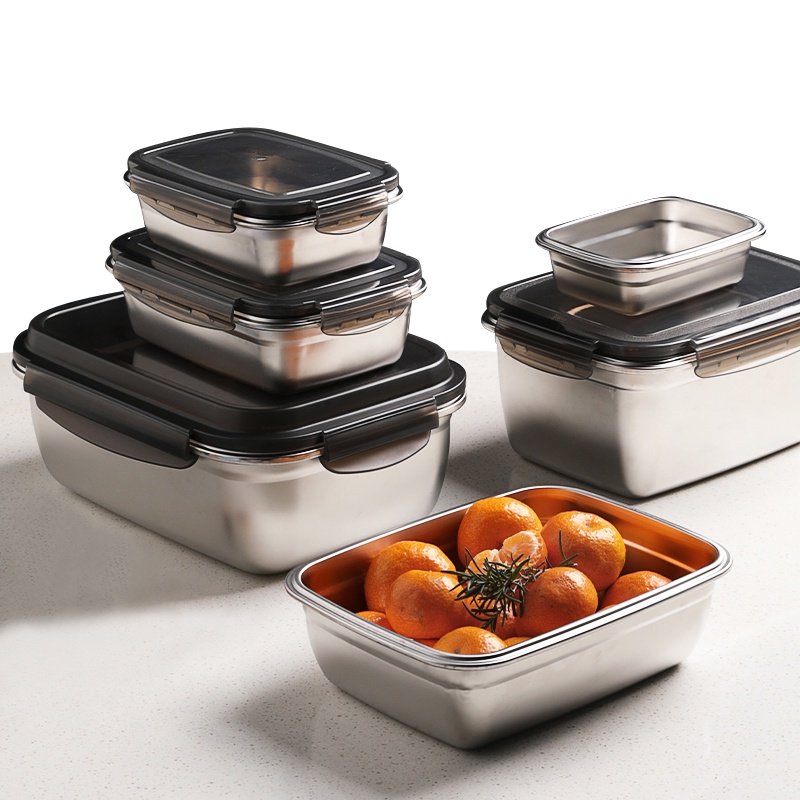 Hộp đựng thức ăn, hộp cơm inox 304 có nắp đậy kín bảo quản thực phẩm tươi ngon trong tủ lạnh nhỏ gọn tiện lợi