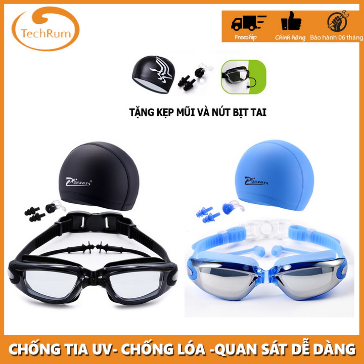 Sét mũ kèm kính bơi, combo kính bơi mũ bơi, kính bơi uv kèm mũ bơi và 2 nút bịt tai, thiết kế thông minh, thoải mái bơi lội