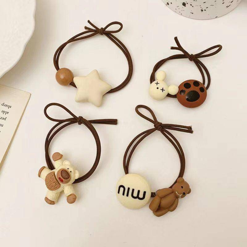 Dây cột tóc màu Cafe kiểu dáng đơn giản, dây thun chắc chắn
