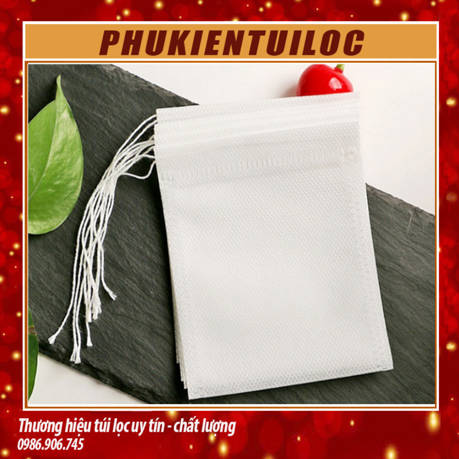 Set 100 túi lọc trà, lọc gia vị bằng vải không dệt