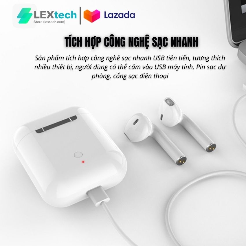 Tai Nghe Bluetooth Lanith i.12 Bản Pro Nâng Cấp Chip 5.0 Cửa Sổ Kết Nối, Âm Thanh Siêu Tốt, Pin Trâu, Chống Ồn Hiệu Quả - Tai Nghe Bluetooth Không Dây i12s - Tai nghe nhét tai không dây