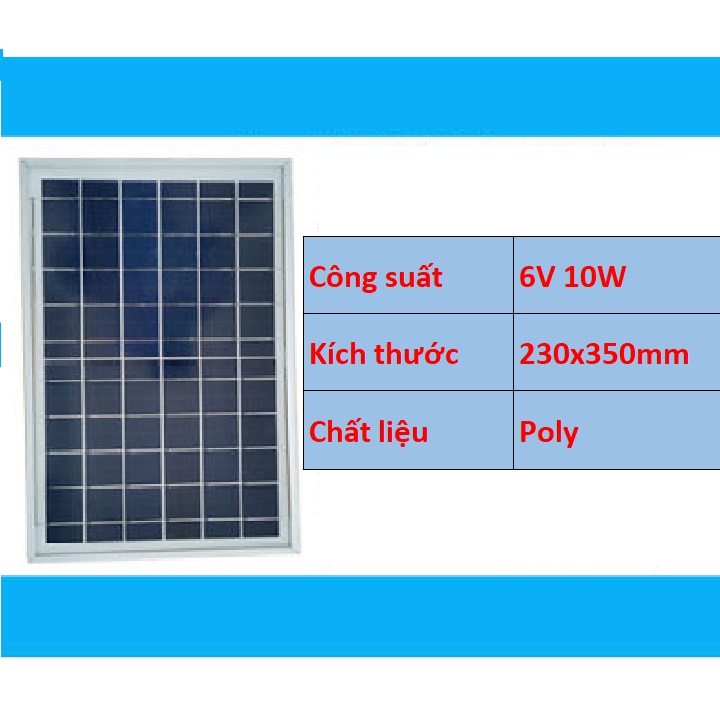 [HCM]Tấm pin năng lượng mặt trời 6V 10W Poly - Solar panel Poly