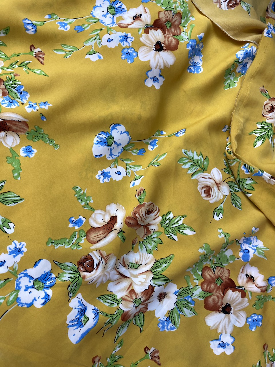 Vải lụa trượt hoa đều may đầm bộ jumpsuit MS3731