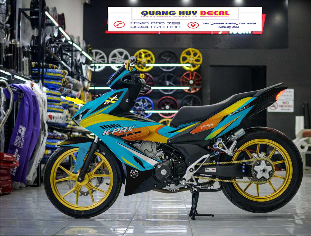 Tem trùm xe máy winner X xanh ngọc- Độ tem xe máy winner X thiết kế theo yêu cầu - Chế tem trùm xe máy winner X rẻ đẹp