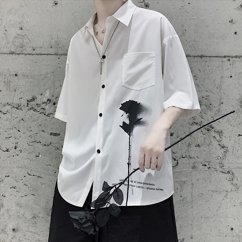 Áo Sơ Mi Nam Họa Tiết Hoa Hồng Phai Nhấn Túi Nam Tính Kiểu Dáng Hàn Quốc Thời Trang FORHIMCS2 SOMI NAM 9000041