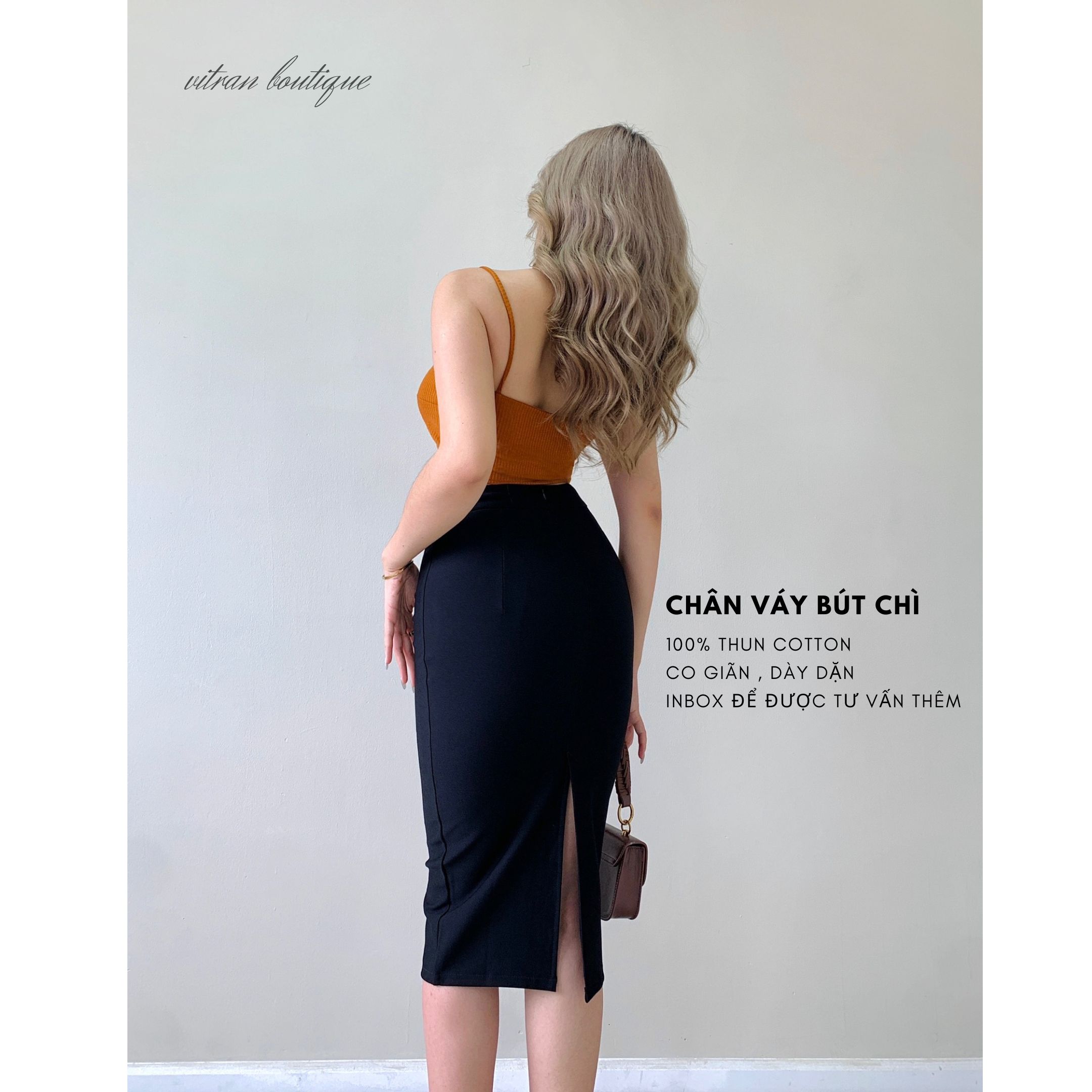 Chân Váy Bút Chì Xẻ Sau Dáng Dài 70Cm