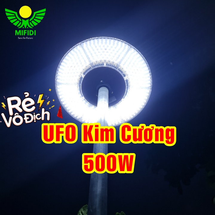 Đèn Năng Lượng Mặt Trời 500W Đĩa Bay UFO Kim Cương Sang Trọng
