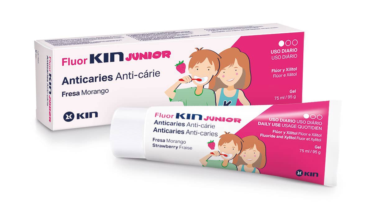 Kem đánh răng, nước súc miệng trẻ em 6-12 tuổi Fluor KIN Junior 75ml