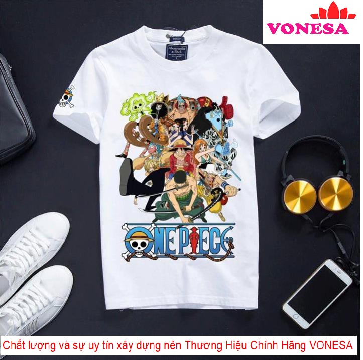 ⚡️SALE SỐC⚡️Áo Thun In Hình Monkey D. Luffy "Băng Hải Tặc Mũ Rơm" One Piece Trắng Cực Đẹp Kèm Logo Tay Áo